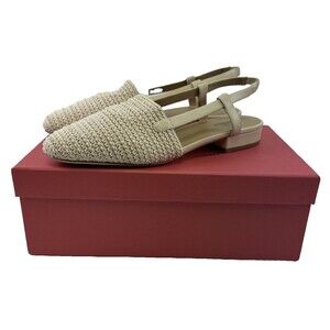 Vaneli Janet Slingback Sandal Crocheted Stretch Fabric Cream Box Womens 9 Wide